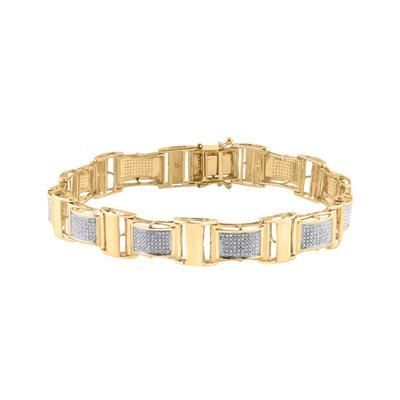 10k Yellow Gold Round Diamond Link Bracelet 1-1/4 Cttw