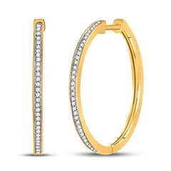 10k Yellow Gold Round Diamond Hoop Earrings 1/4 Cttw