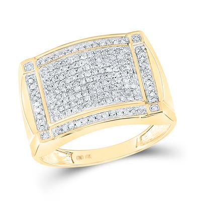 10kt Yellow Gold Round Diamond Rectangle Cluster Ring 1/2 Cttw