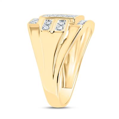 10k Yellow Gold Round Diamond Square Cluster Ring 1/3 Cttw