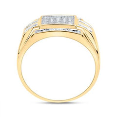 10k Yellow Gold Round Diamond Square Cluster Ring 1/3 Cttw