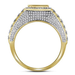 10k Yellow Gold Round Diamond Square Cluster Ring 1-1/3 Cttw