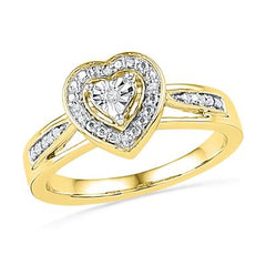 10k Yellow Gold Round Diamond Heart Ring .03 Cttw 101792