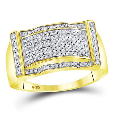 10k Yellow Gold Round Diamond Rectangle Cluster Ring 1/3 Cttw