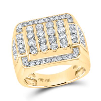 10k Yellow Gold Round Diamond Square Cluster Ring 2 Cttw