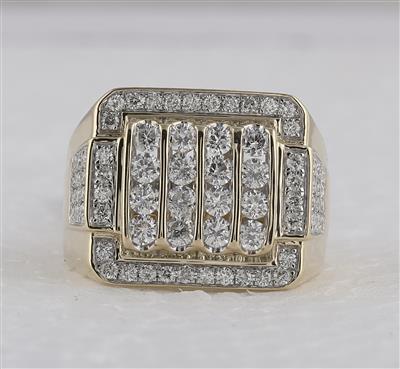 10k Yellow Gold Round Diamond Square Cluster Ring 2 Cttw