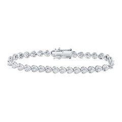 Sterling Silver Round Diamond Heart Tennis Bracelet 1 Cttw 112694