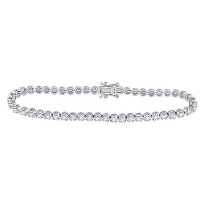 14k White Gold Round Diamond Timeless Tennis Bracelet 2 Cttw