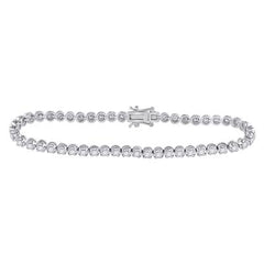 14k White Gold Round Diamond Timeless Tennis Bracelet 2 Cttw