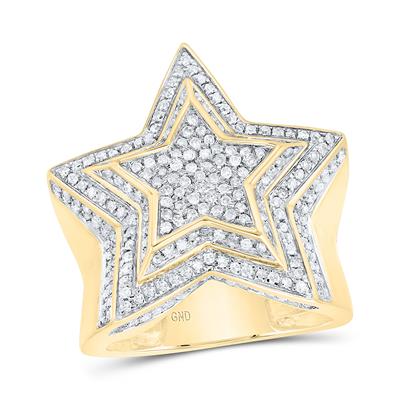 10k Yellow Gold Round Diamond Star Ring 7/8 Cttw