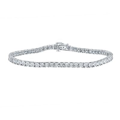 10k White Gold Round Diamond Tennis Bracelet 1-1/4 Cttw