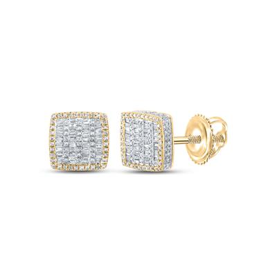 10k Yellow Gold Baguette Diamond Square Earrings 1 Cttw