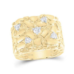 10k Yellow Gold Round Diamond Nugget Ring 5/8 Cttw