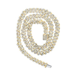 10k Yellow Gold Round Diamond 20-inch Cuban Link Chain Necklace 7-1/2 Cttw