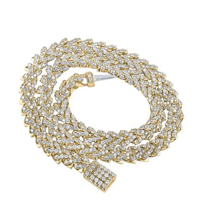 10k Yellow Gold Round Diamond Franco Link Chain Necklace Cttw