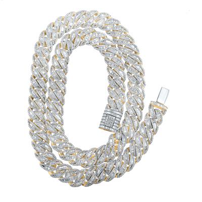 10k Yellow Gold Baguette Diamond 22-inch Curb Link Chain Necklace 23-1/3 Cttw