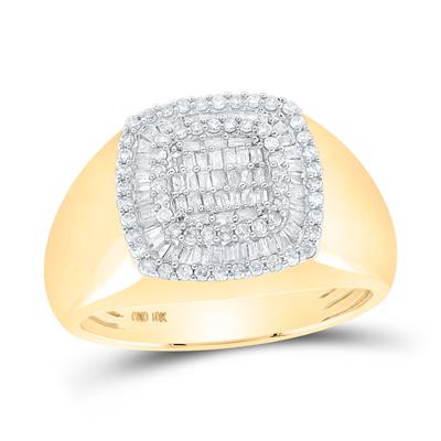 10k Yellow Gold Baguette Diamond Square Ring 3/4 Cttw