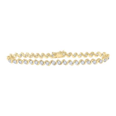 10k Yellow Gold Round Diamond Tennis Bracelet 1-1/2 Cttw