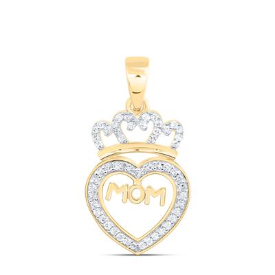1/8ctw-nat Dia P1 Gift "MoM" Heart Pendant