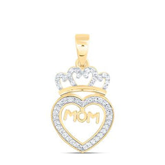 1/8ctw-nat Dia P1 Gift "MoM" Heart Pendant