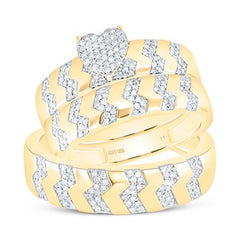 Natural Diamond Heart Trio Gift Ring Set