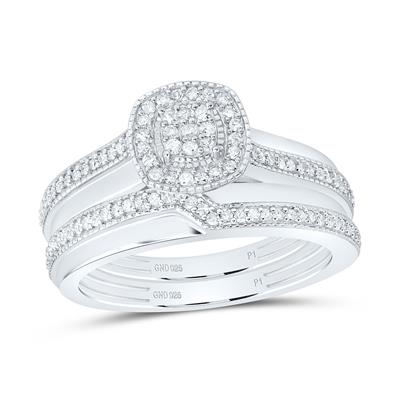 1/2 Ctw Diamond Cushion Ring Set Close-Up View