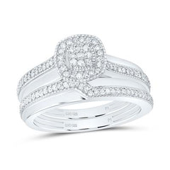 1/2 Ctw Diamond Cushion Ring Set Close-Up View
